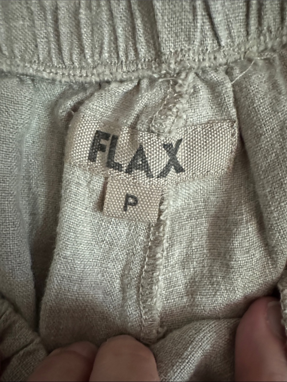 Flax 100% Lithuanian Linen Pull-on Stretch-Waist Cropped Pants Natural Beige | P - Picture 4 of 6